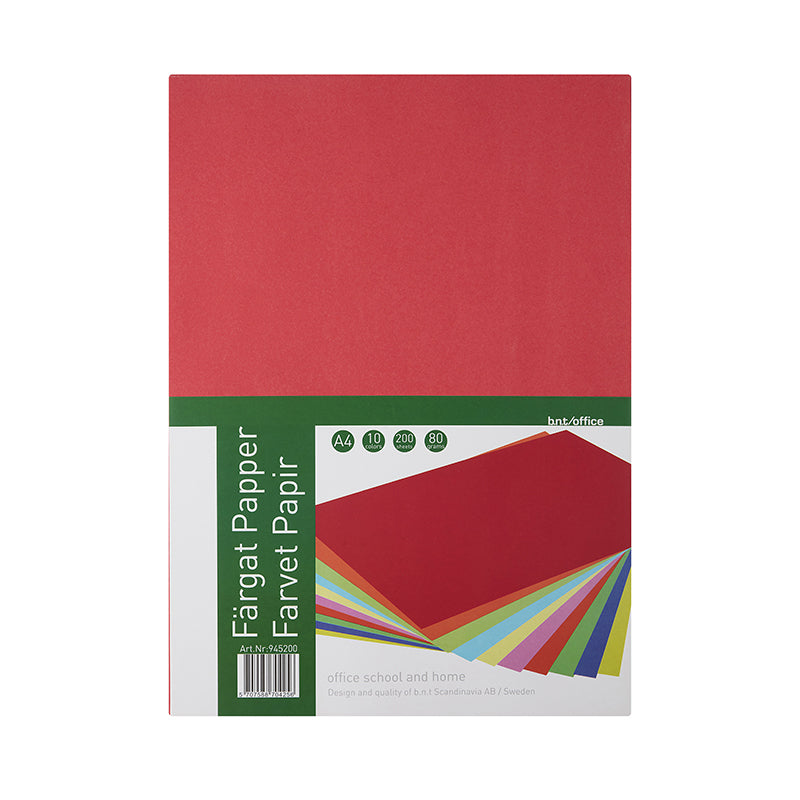 Kopipapir A4 80g 10 ass. farver 200 ark