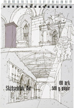 Tegne/skitse spiralblok A4 60 ark