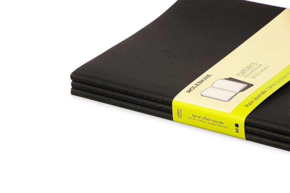 Notesbog Moleskine xl cahiers sort 3 stk m/120 blanke ark