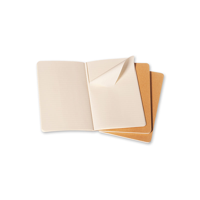 Notesbog Moleskine pocket cahiers kraft 3 stk m/64 linjerede