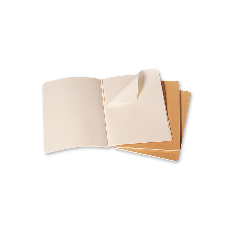 Notesbog Moleskine xl cahiers kraft 3 stk m/120 blanke ark