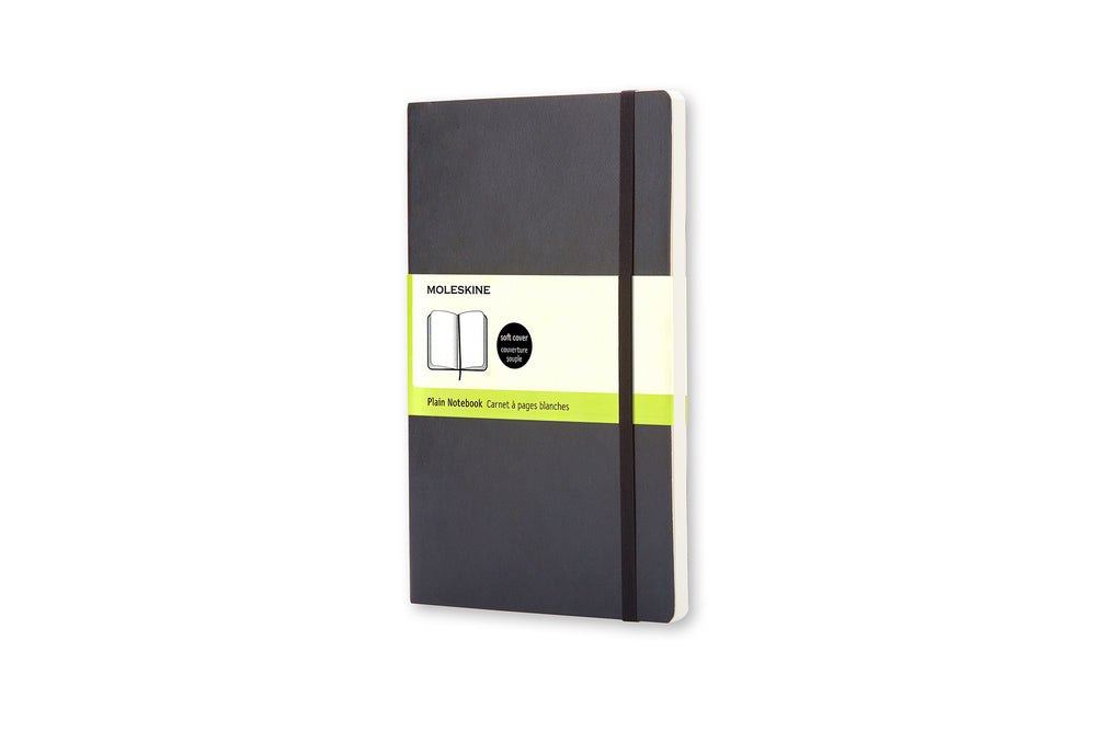 Notesbog Moleskine large sort m/192 blanke ark soft cover