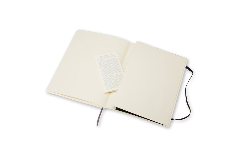 Notesbog Moleskine x-large sort m/192 blanke ark soft cover