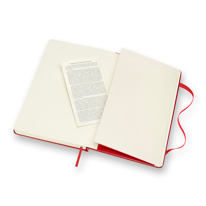 Notesbog Moleskine large rød m/240 linjerede ark hard cover