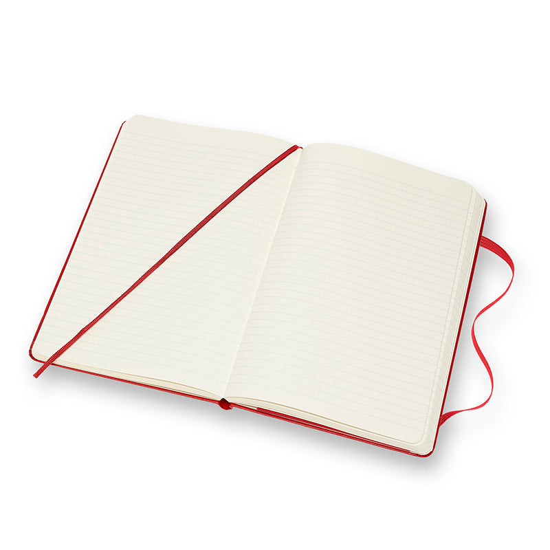Notesbog Moleskine large rød m/240 linjerede ark hard cover