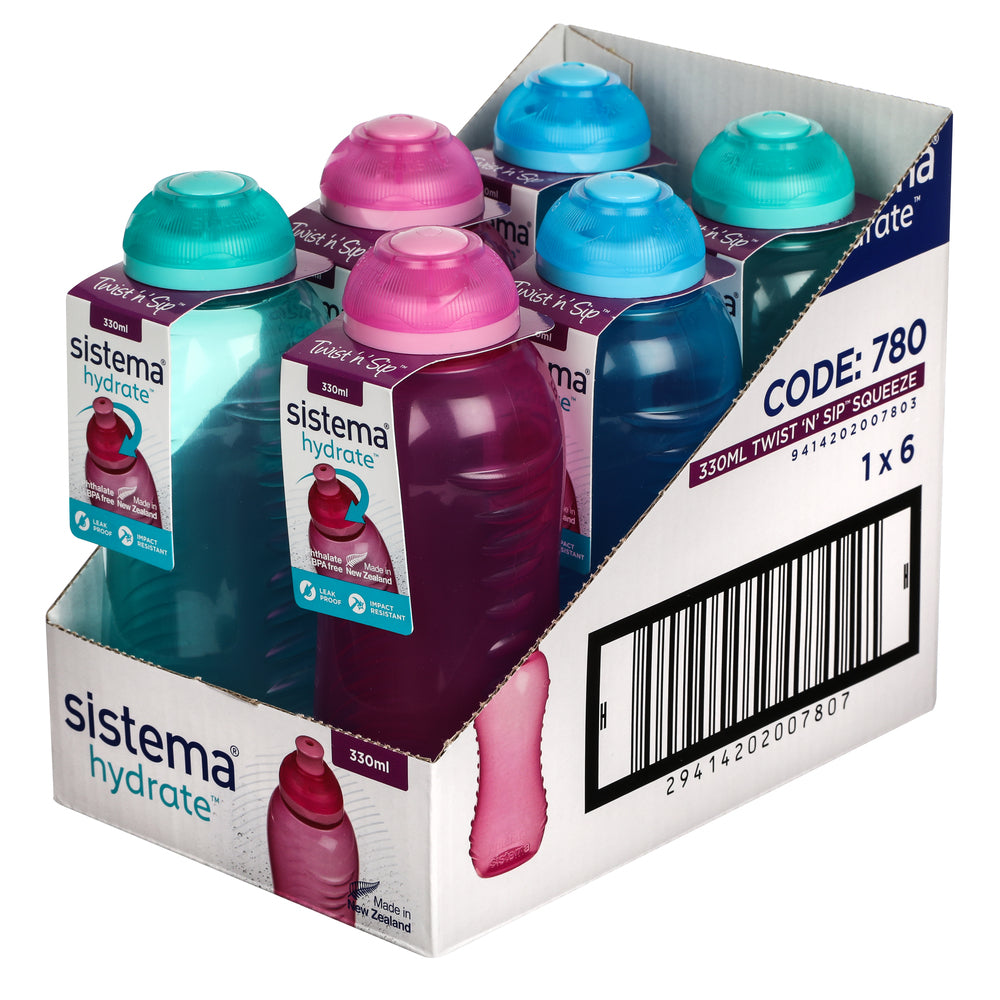 Drikkeflaske Sistema twist´n sip 330 ml ass