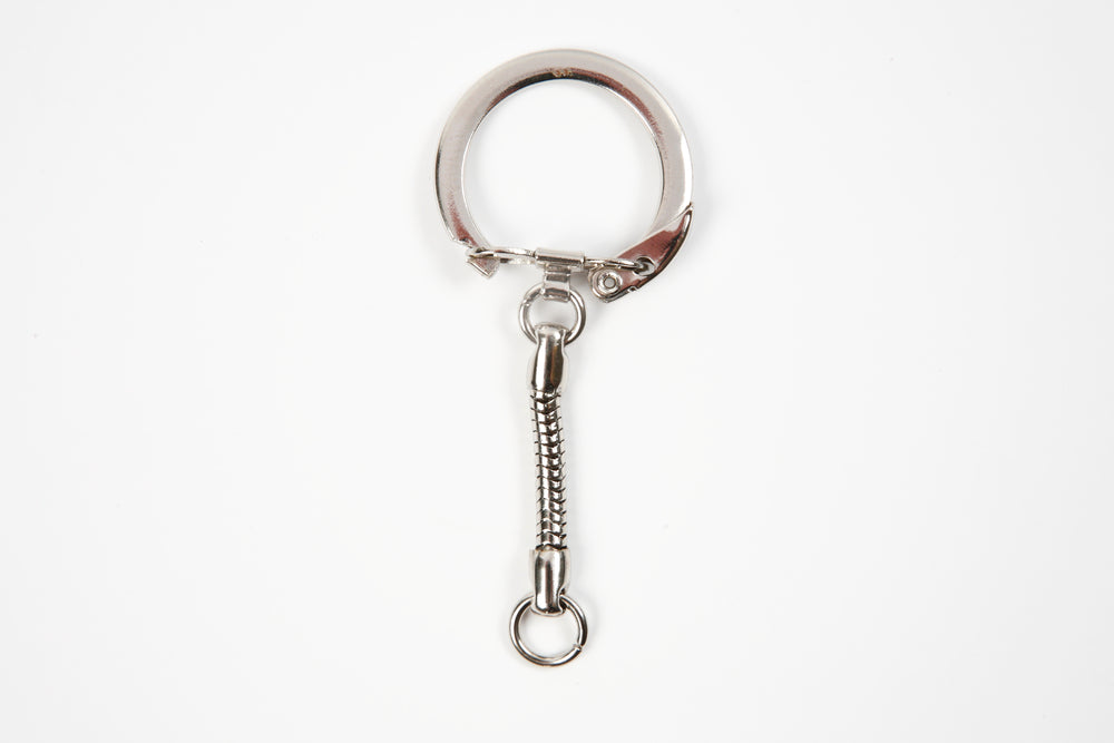 Nøglering metal m/kæde 5 stk. diameter 2,3 cm l 6 cm
