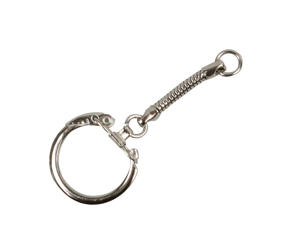Nøglering metal m/kæde 5 stk. diameter 2,3 cm l 6 cm