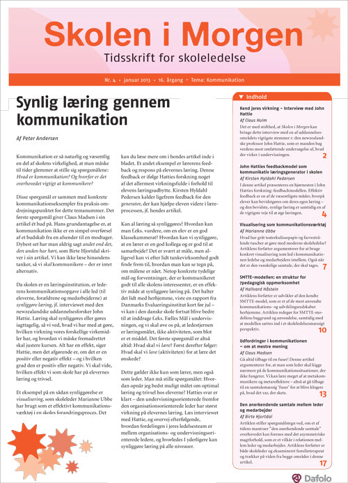 Skolen i Morgen. Nr. 4. Januar 2013. 16. årgang. Tema: Kommunikation