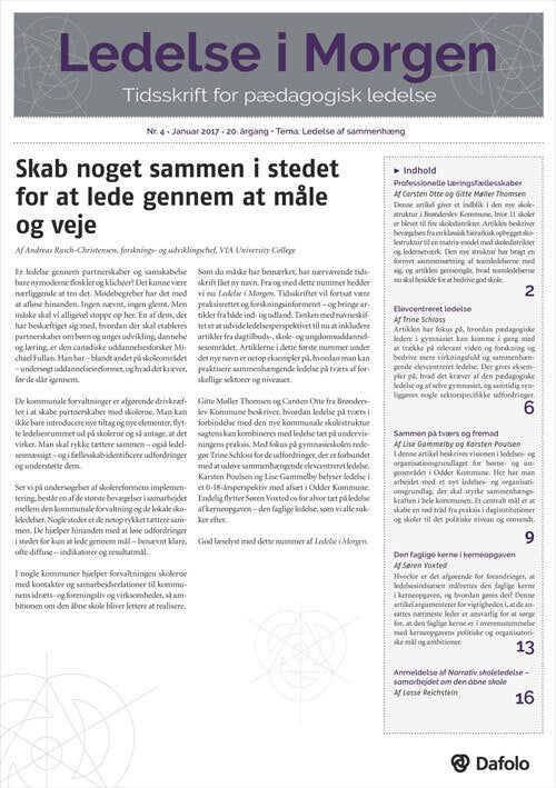 Ledelse i Morgen. Nr. 4. Januar 2017. 20. årgang. Tema: Ledelse af sammenhæng