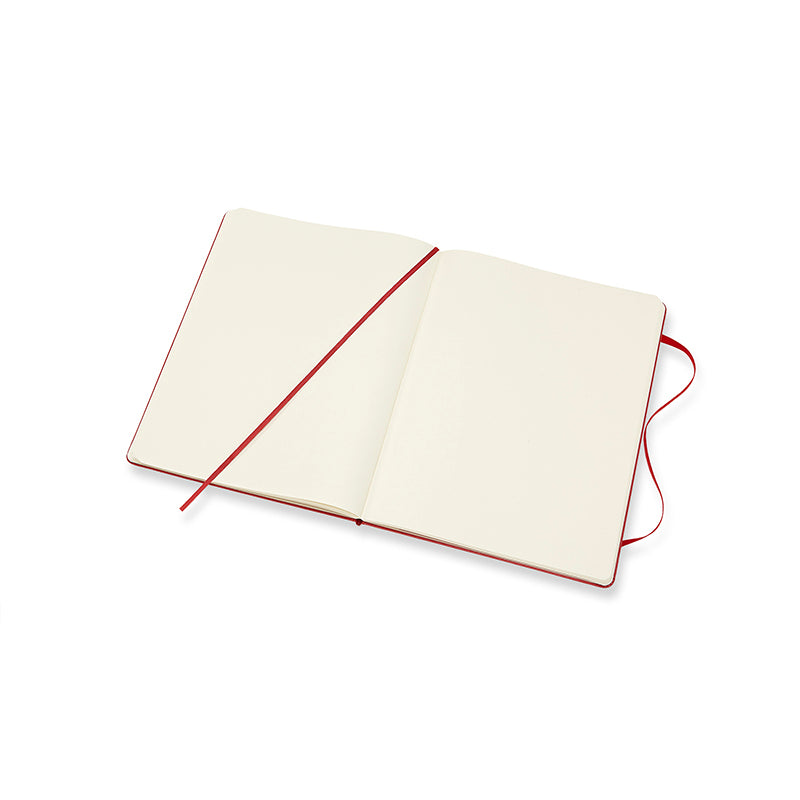 Notesbog Moleskine x-large rød m/192 blanke ark hard cover