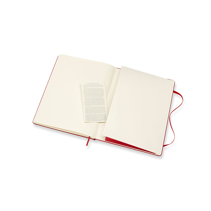 Notesbog Moleskine x-large rød m/192 blanke ark hard cover