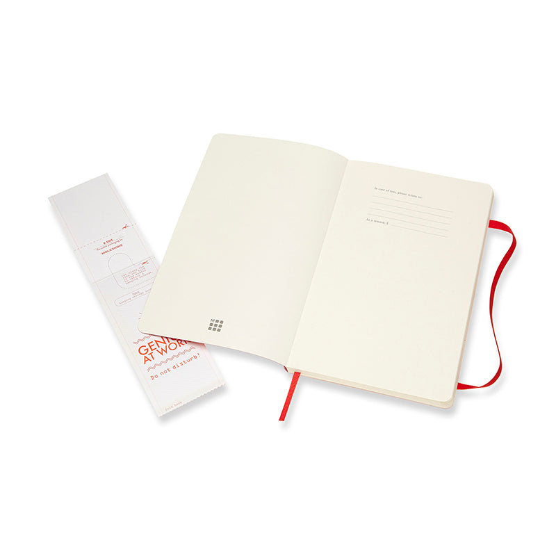 Notesbog Moleskine large rød m/192 blanke ark soft cover