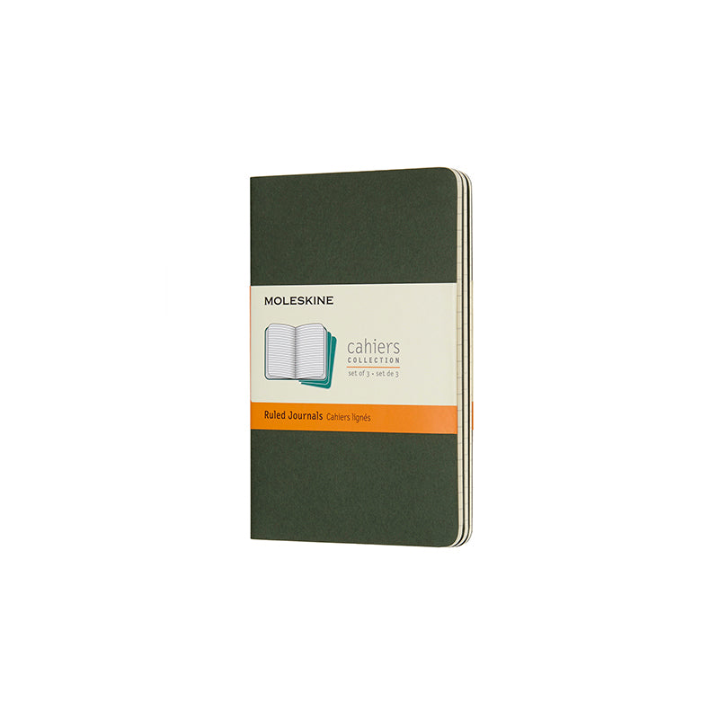 Notesbog Moleskine pocket cahiers grøn 3 stk m/64 linjerede