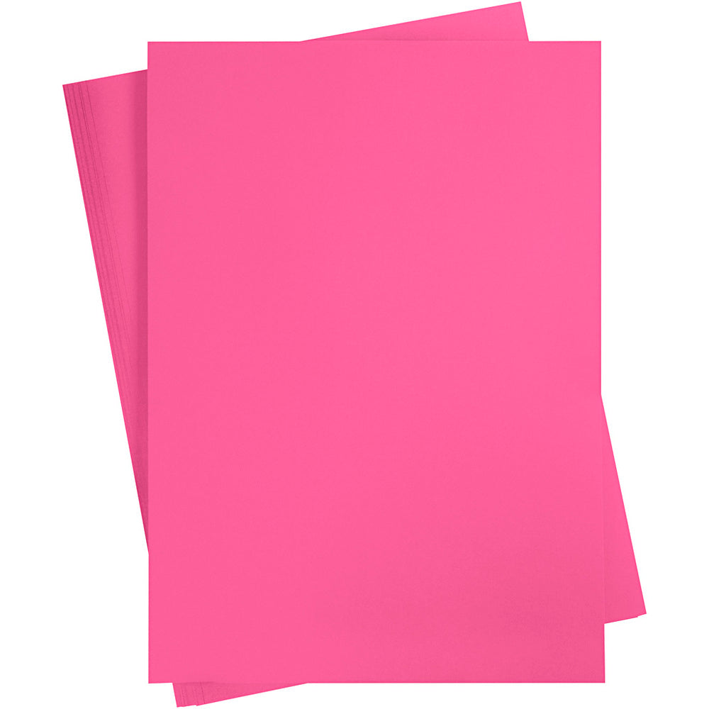 Ensfarvet karton pink A4