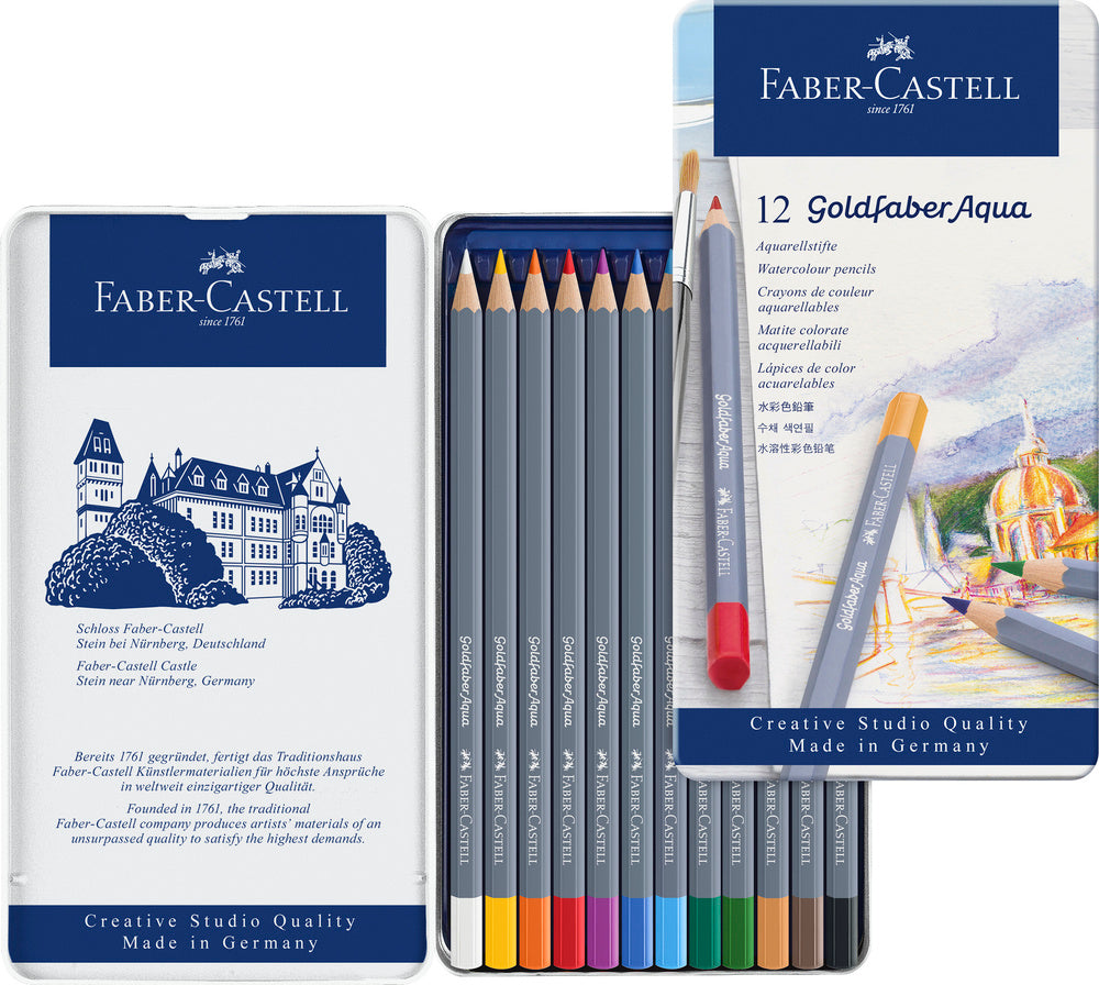 Farveblyant Goldfaber Akvarel tinæske 12 ass