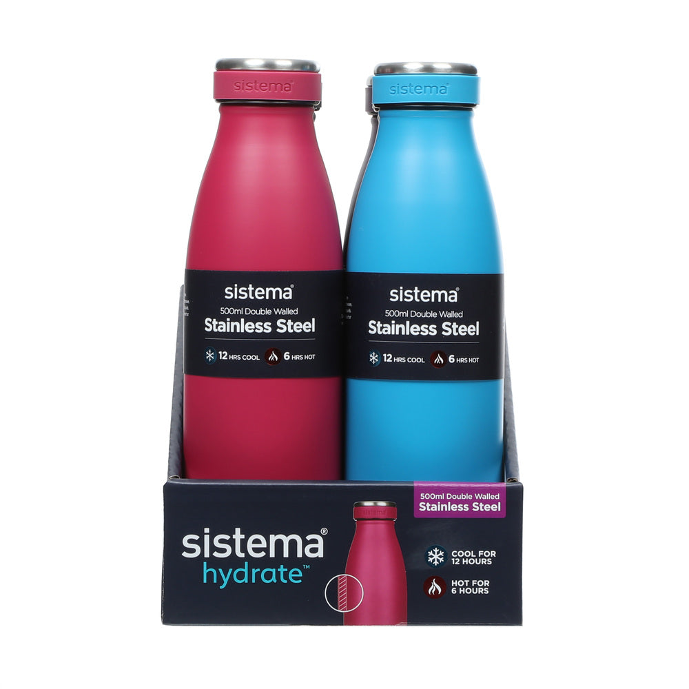 Sistema drikkeflaske stainless steel 500 ml ass farver