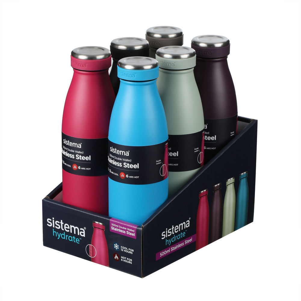 Sistema drikkeflaske stainless steel 500 ml ass farver