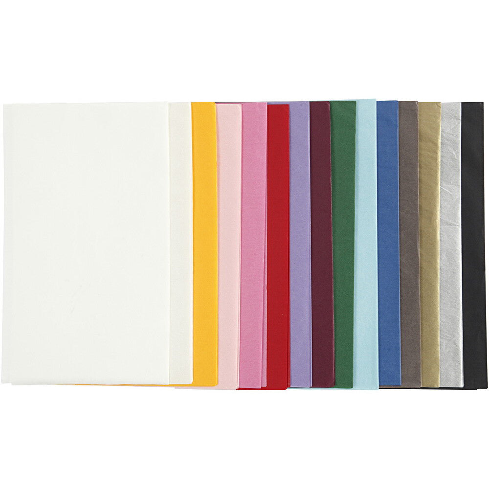 Silkepapir farver ass. 30 ark 50x70 cm 14 g.