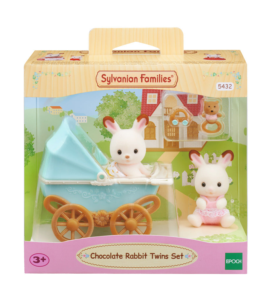 D2 Sylvanian Families Sæt Chokoladekanin-tvillinger (barnevogn)
