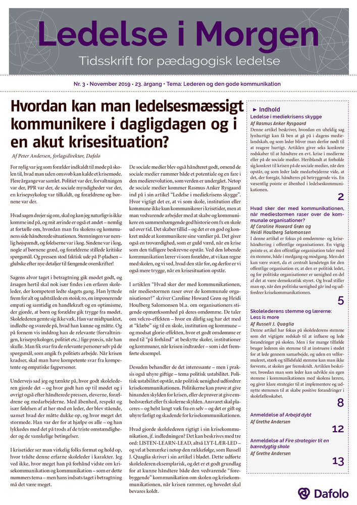 Ledelse i Morgen. Nr. 3. November 2019 (E-tidsskrift, pdf)