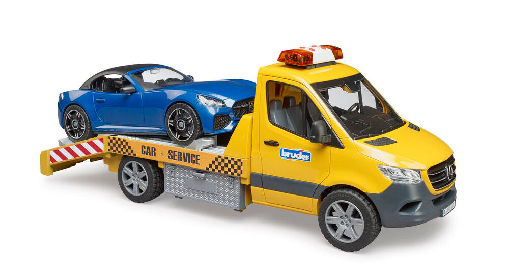 Autotransporter Bruder Mercedes-Benz Sprinter med roadster bil