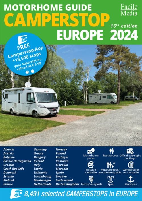 MOTORHOME GUIDE CAMPERSTOP EUROPE 2024 30 COUNTRIES GPS.
