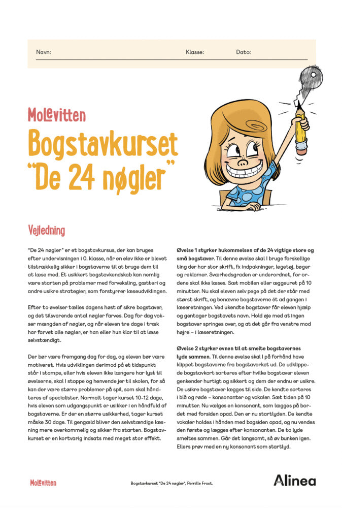 Bogstavkurset "De 24 nøgler", Molevitten 0.-1. kl.
