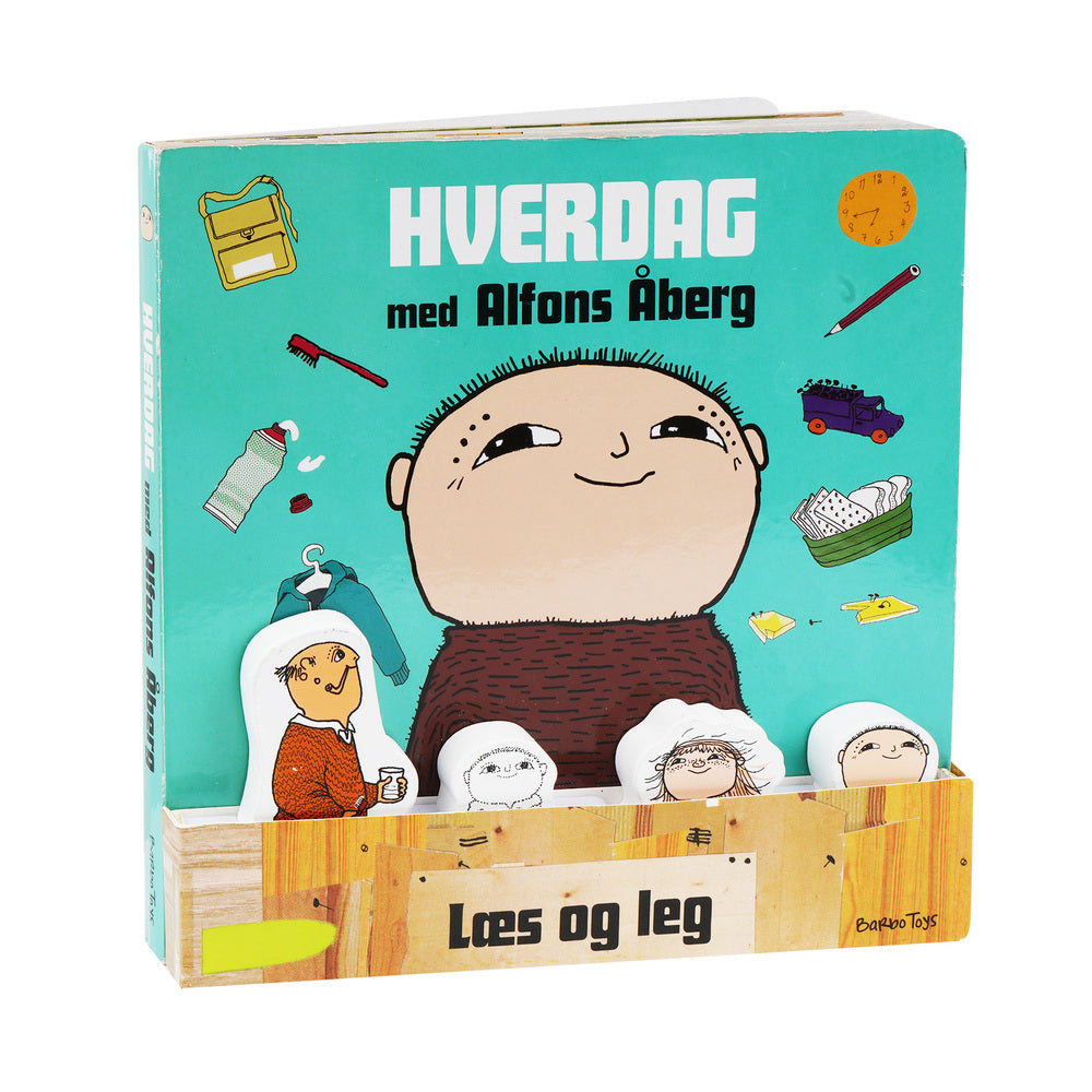 Alfons Åberg - Bog med 4 træfigurer DK
