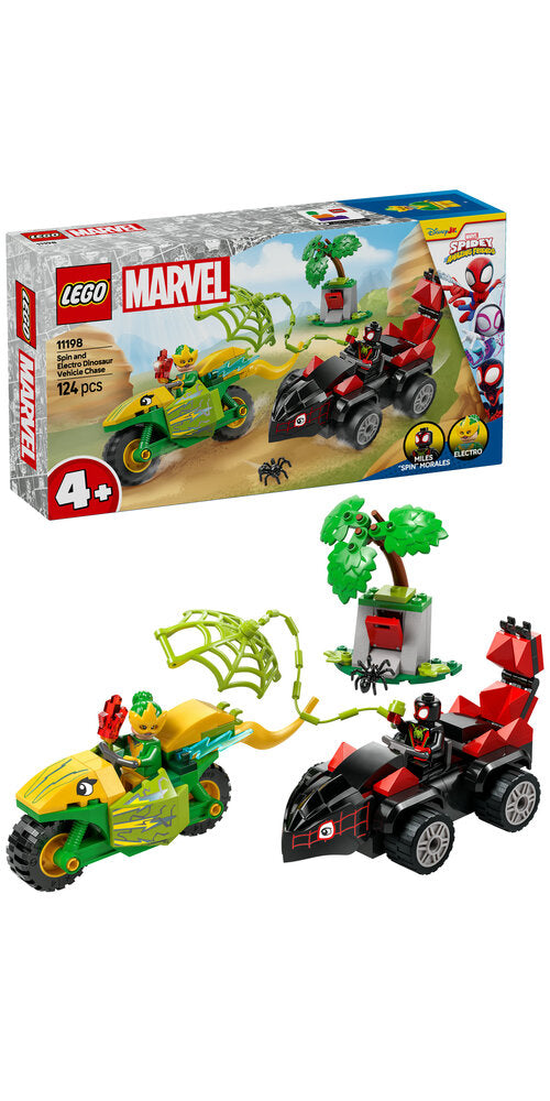 11198 LEGO Spidey Spin og Electros jagt i dinosaurkøretøjer