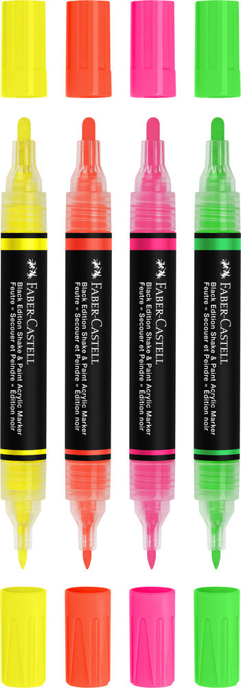 Marker Faber-Castell 4 Neon Black Edition Shake & Paint 2I1