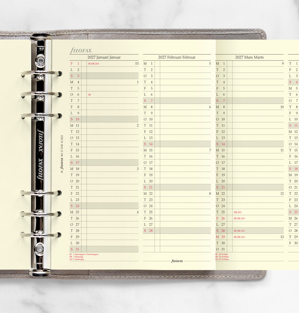 Refill Årssæt Filofax A5 2027
