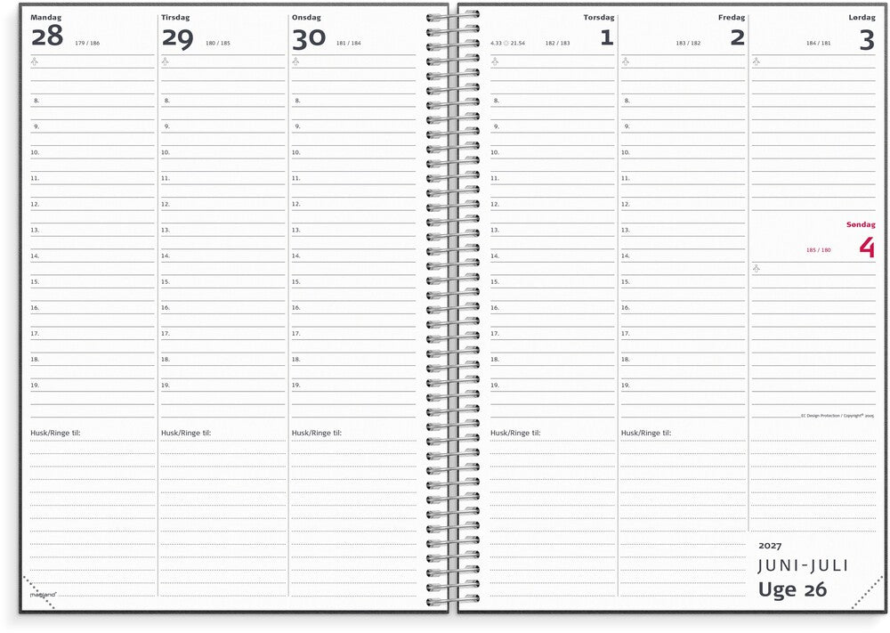 Mayland Lærerkalender 26/27 A5 uge højformat sort karton