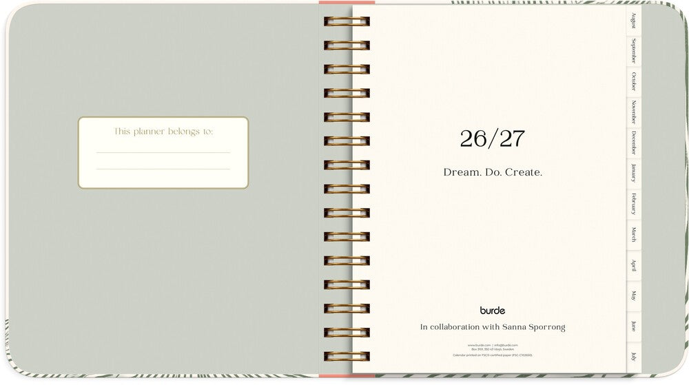 LIFE PLANNER 26/27 MAYLAND DECOR GREEN FLOW UGE TVÆRFORMAT