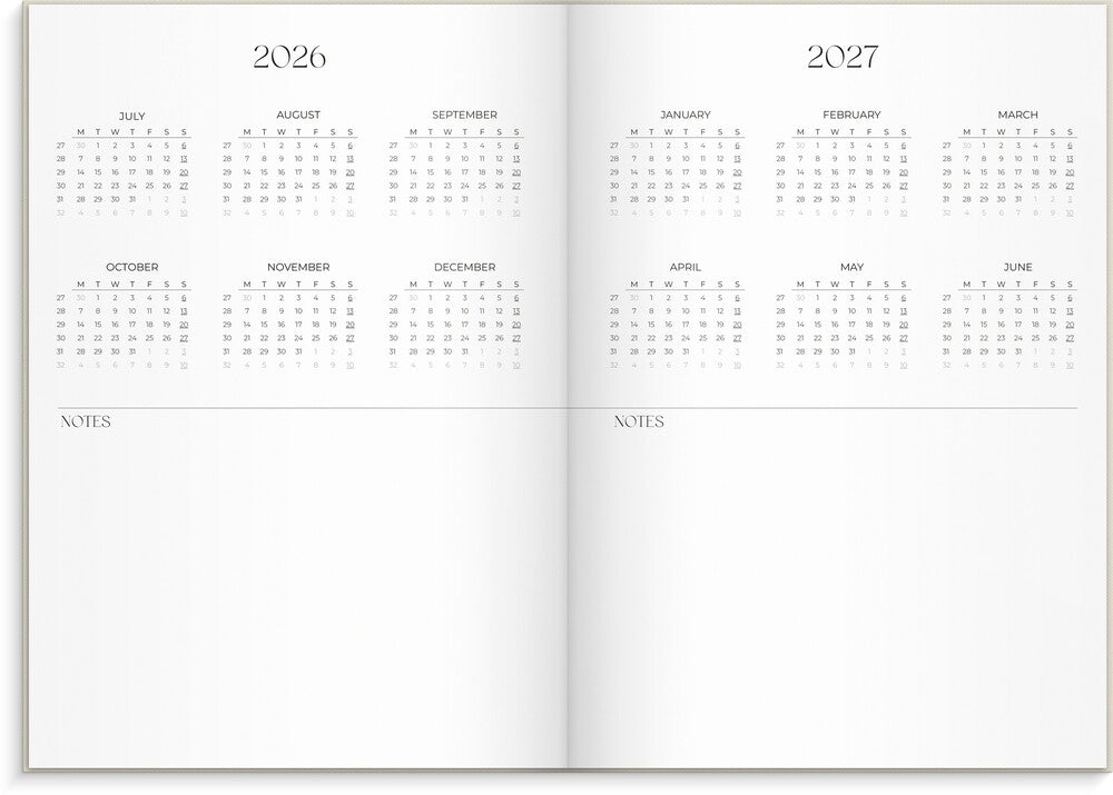 Studiekalender 26/27 MAYLAND A5 Uge Højformat Beige Engelsk