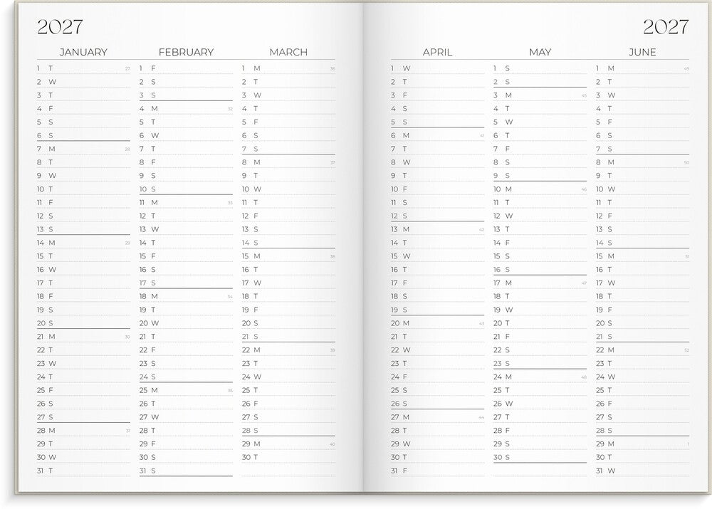 Studiekalender 26/27 MAYLAND A5 Uge Højformat Beige Engelsk
