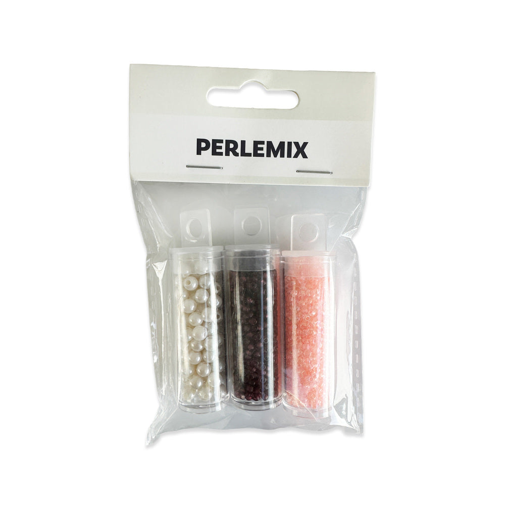 Perler i rør rosa/mørkerosa/perlemor 3 ass