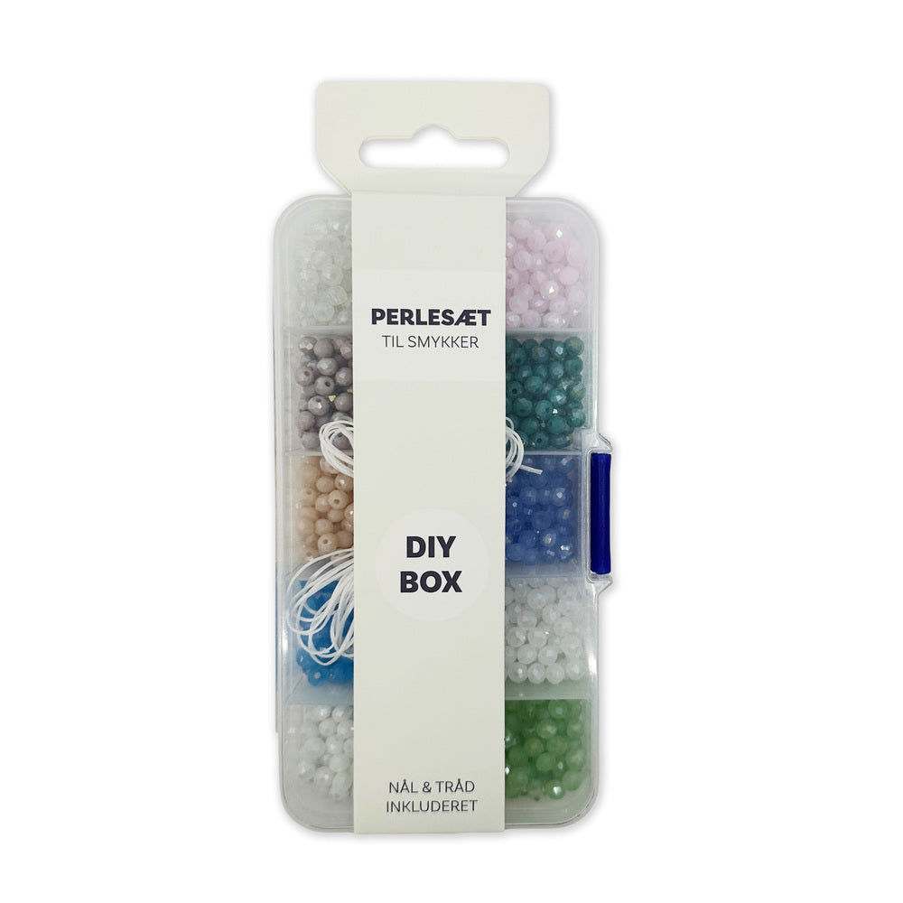 Perler æske facetslebet ass farver inkl. nål/tråd
