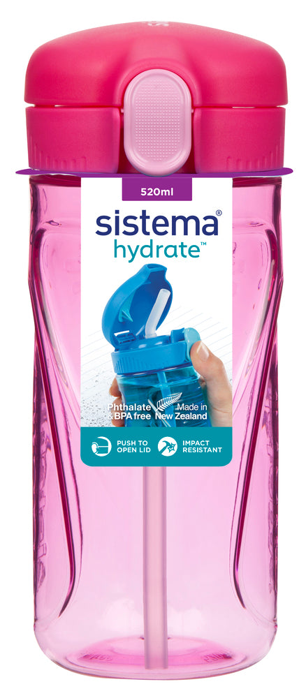 Drikkeflaske Sistema Tritan Quick Flip pink 520ml
