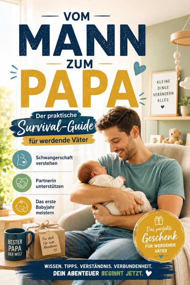 Vom Mann zum Papa: Der praktische Survival-Guide für werdende Väter-Schwangerschaft verstehen, Partnerin unterstützen & das erste Babyjahr meistern