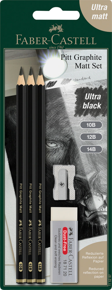 Blyant Pitt Graphite Mat Faber Castell 10B 12B 14B Sæt Bc