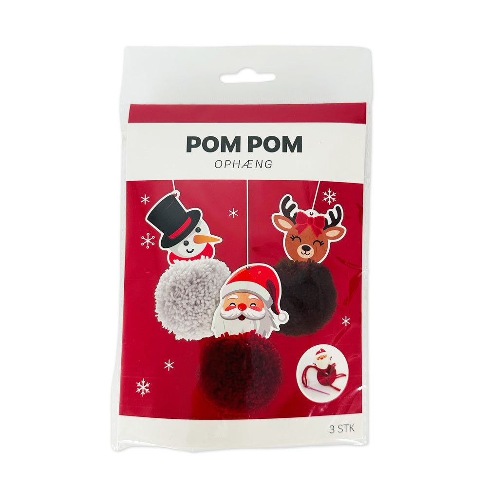 Pom Pom Art Julemand, Rudolf, Snemand 3 Forskellige Farver