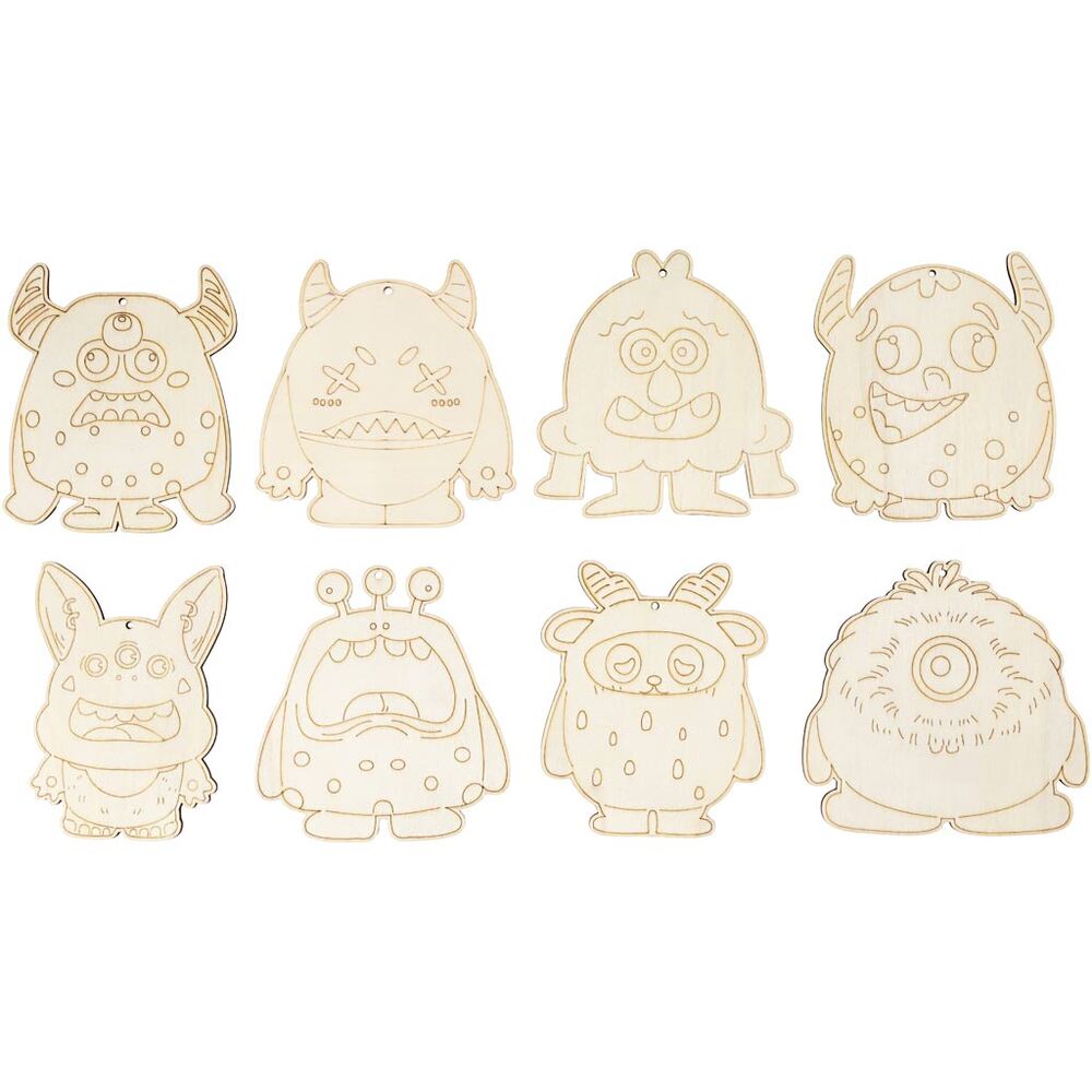 Monsterfigur Træ 8 Stk