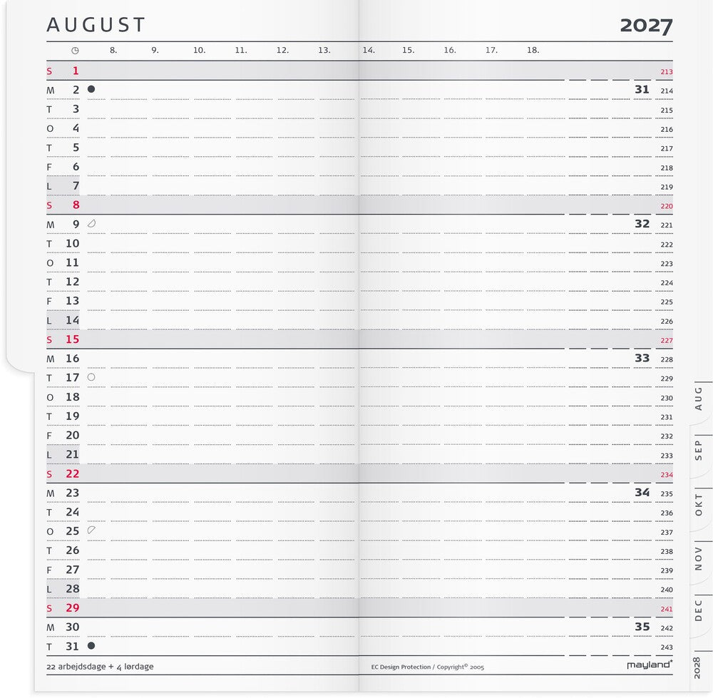 Index planner 2027 refill m/tlf register Mayland 9 x 17 cm