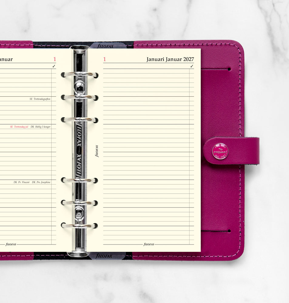 Refill Filofax Personal 2027 Uge/Side + Notat