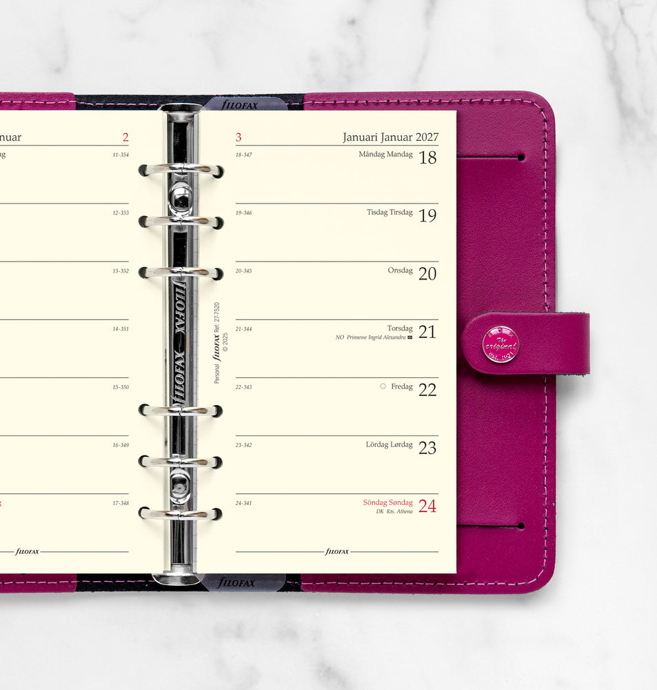 Refill Filofax Personal 2027 Uge/Side