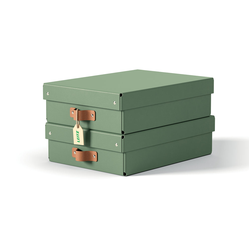 Opbevaringsboks Leitz Puro jordgrøn medium 8L 2 stk.