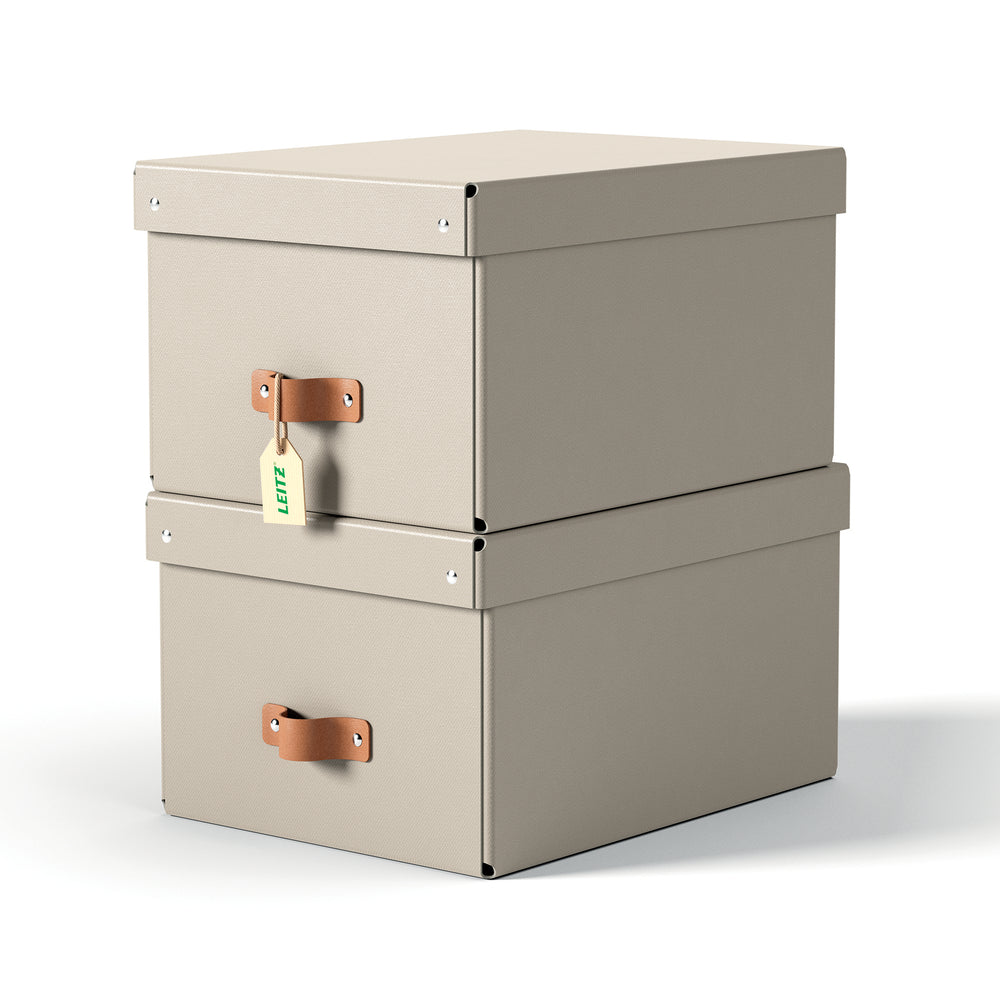 Opbevaringsboks Leitz Puro gråbeige medium 17L 2 stk.