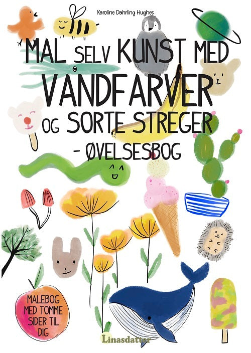 D1 Mal selv kunst med vandfarver og sorte streger - øvelsesbog