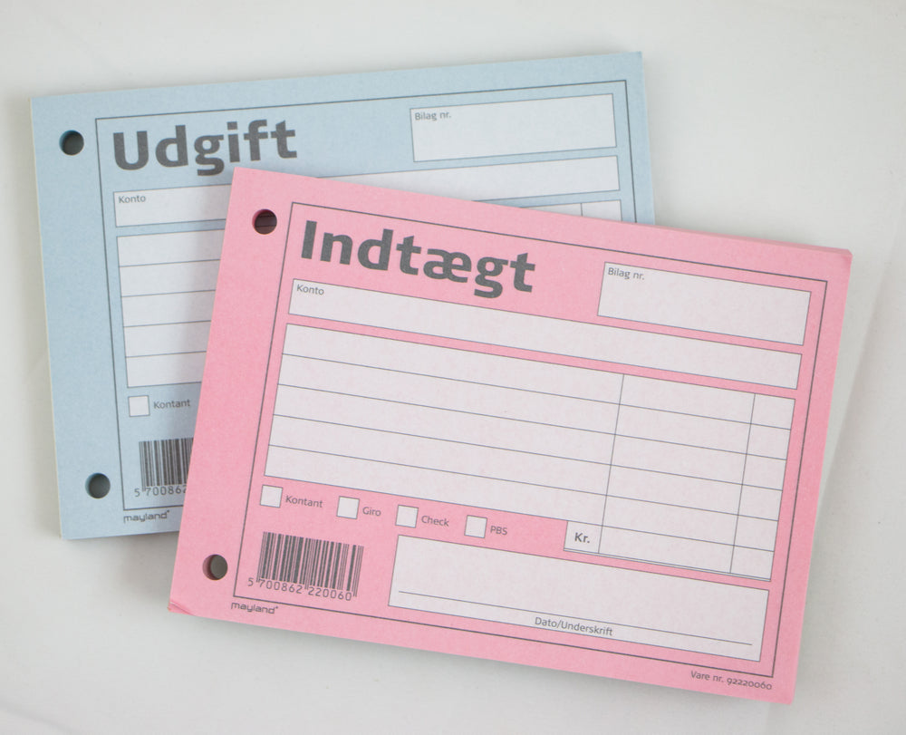 Indtægts bilag Mayland rød 10,5x14